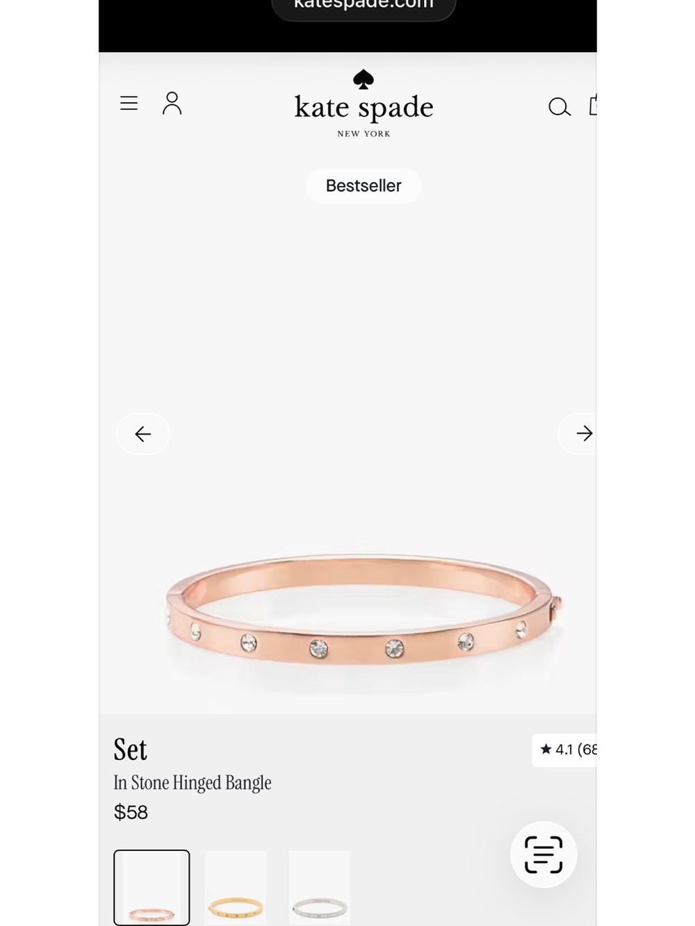 Kate Spade Set in Stone rose gold bangle bracelet